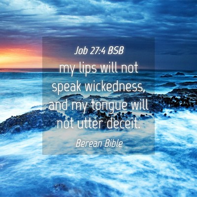 Picture 04 - Job 27:4 BSB - my lips will not speak wickedness, and my tongue - Bible Verse Picture