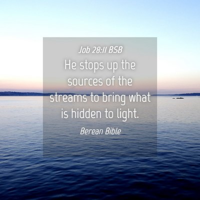 Picture 04 - Job 28:11 BSB - He stops up the sources of the streams to bring - Bible Verse Picture