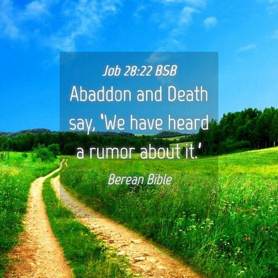 Picture 04 - Job 28:22 BSB - Abaddon and Death say, ‘We have heard a rumor - Bible Verse Picture