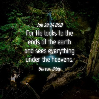 Picture 04 - Job 28:24 BSB - For He looks to the ends of the earth and sees - Bible Verse Picture