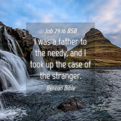 Picture 04 - Job 29:16 BSB - I was a father to the needy, and I took up the - Bible Verse Picture