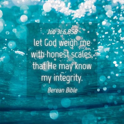 Picture 04 - Job 31:6 BSB - let God weigh me with honest scales, that He may - Bible Verse Picture
