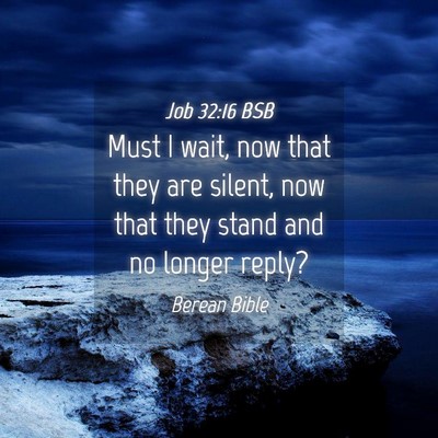 Picture 04 - Job 32:16 BSB - Must I wait, now that they are silent, now that - Bible Verse Picture