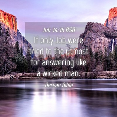 Picture 04 - Job 34:36 BSB - If only Job were tried to the utmost for - Bible Verse Picture