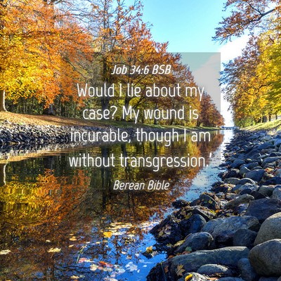Picture 04 - Job 34:6 BSB - Would I lie about my case? My wound is incurable, - Bible Verse Picture