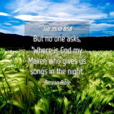 Picture 04 - Job 35:10 BSB - But no one asks, ‘Where is God my Maker, who - Bible Verse Picture