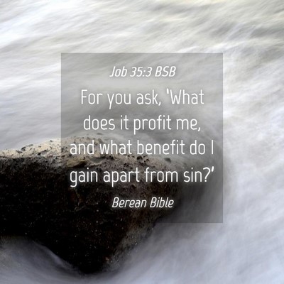 Picture 04 - Job 35:3 BSB - For you ask, ‘What does it profit me, and what - Bible Verse Picture