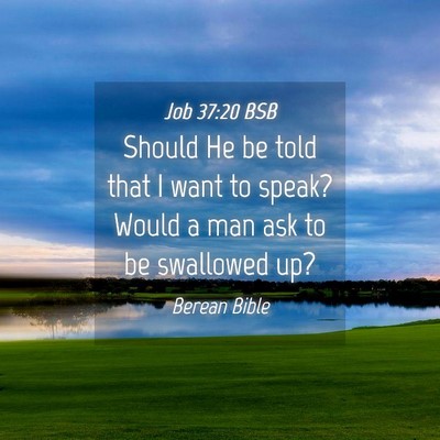 Picture 04 - Job 37:20 BSB - Should He be told that I want to speak? Would a - Bible Verse Picture