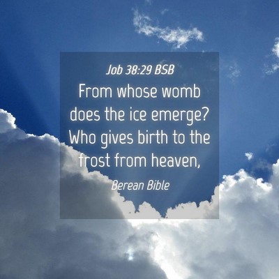 Picture 04 - Job 38:29 BSB - From whose womb does the ice emerge? Who gives - Bible Verse Picture