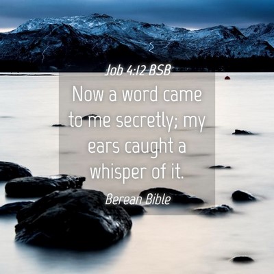 Picture 04 - Job 4:12 BSB - Now a word came to me secretly; my ears caught a - Bible Verse Picture
