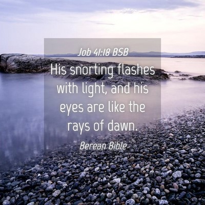 Picture 04 - Job 41:18 BSB - His snorting flashes with light, and his eyes are - Bible Verse Picture