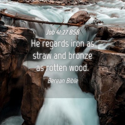 Picture 04 - Job 41:27 BSB - He regards iron as straw and bronze as rotten - Bible Verse Picture