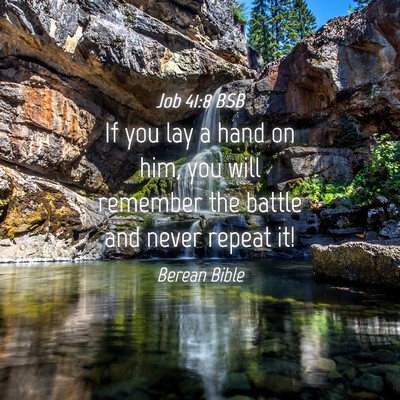 Picture 04 - Job 41:8 BSB - If you lay a hand on him, you will remember the - Bible Verse Picture