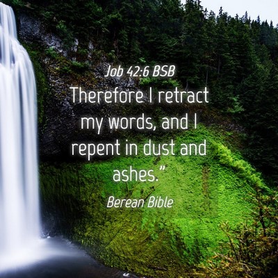 Picture 04 - Job 42:6 BSB - Therefore I retract my words, and I repent in - Bible Verse Picture