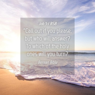Picture 04 - Job 5:1 BSB - “Call out if you please, but who will answer? - Bible Verse Picture
