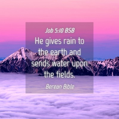 Picture 04 - Job 5:10 BSB - He gives rain to the earth and sends water upon - Bible Verse Picture