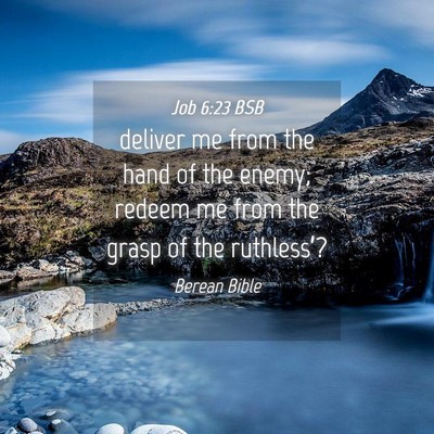 Picture 04 - Job 6:23 BSB - deliver me from the hand of the enemy; redeem me - Bible Verse Picture