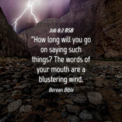 Picture 04 - Job 8:2 BSB - “How long will you go on saying such things? - Bible Verse Picture