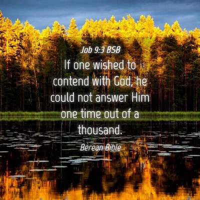Picture 04 - Job 9:3 BSB - If one wished to contend with God, he could not - Bible Verse Picture