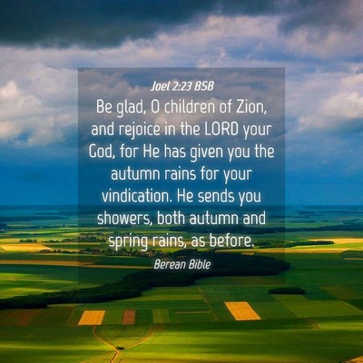 Picture 04 - Joel 2:23 BSB - Be glad, O children of Zion, and rejoice in the - Bible Verse Picture