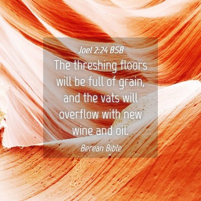 Picture 04 - Joel 2:24 BSB - The threshing floors will be full of grain, and - Bible Verse Picture