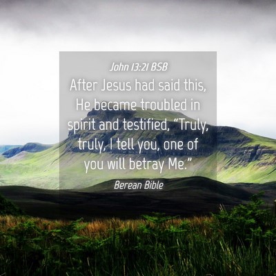 Picture 04 - John 13:21 BSB - After Jesus had said this, He became troubled in - Bible Verse Picture