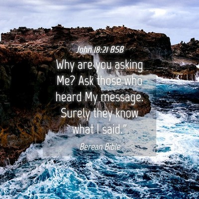 Picture 04 - John 18:21 BSB - Why are you asking Me? Ask those who heard My - Bible Verse Picture
