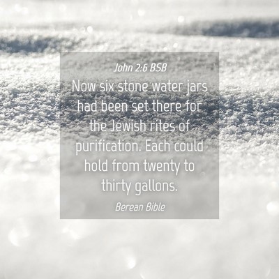 Picture 04 - John 2:6 BSB - Now six stone water jars had been set there for - Bible Verse Picture