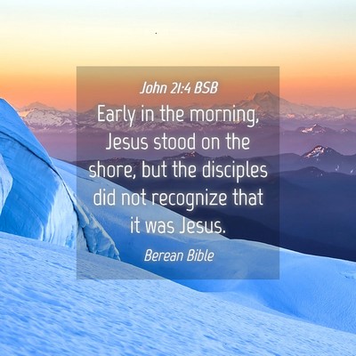 Picture 04 - John 21:4 BSB - Early in the morning, Jesus stood on the shore, - Bible Verse Picture