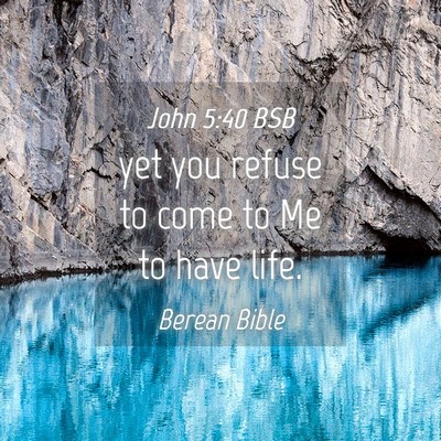 Picture 04 - John 5:40 BSB - yet you refuse to come to Me to have - Bible Verse Picture