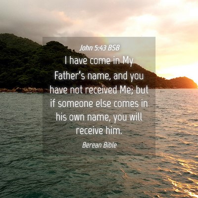 Picture 04 - John 5:43 BSB - I have come in My Father’s name, and you have - Bible Verse Picture