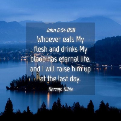 Picture 04 - John 6:54 BSB - Whoever eats My flesh and drinks My blood has - Bible Verse Picture
