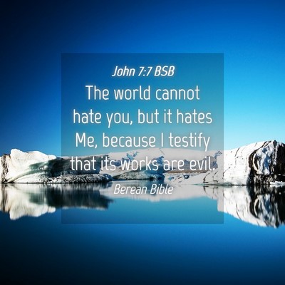 Picture 04 - John 7:7 BSB - The world cannot hate you, but it hates Me, - Bible Verse Picture