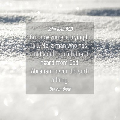 Picture 04 - John 8:40 BSB - But now you are trying to kill Me, a man who has - Bible Verse Picture