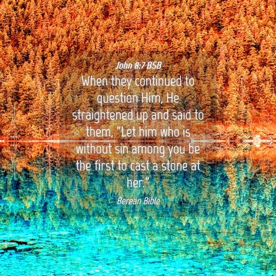 Picture 04 - John 8:7 BSB - When they continued to question Him, He - Bible Verse Picture