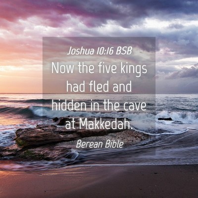 Picture 04 - Joshua 10:16 BSB - Now the five kings had fled and hidden in the - Bible Verse Picture