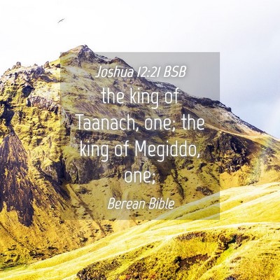 Picture 04 - Joshua 12:21 BSB - the king of Taanach, one; the king of Megiddo, - Bible Verse Picture