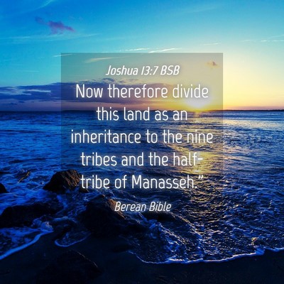 Picture 04 - Joshua 13:7 BSB - Now therefore divide this land as an inheritance - Bible Verse Picture