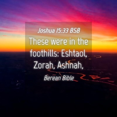 Picture 04 - Joshua 15:33 BSB - These were in the foothills: Eshtaol, Zorah, - Bible Verse Picture