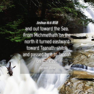 Picture 04 - Joshua 16:6 BSB - and out toward the Sea. From Michmethath on the - Bible Verse Picture