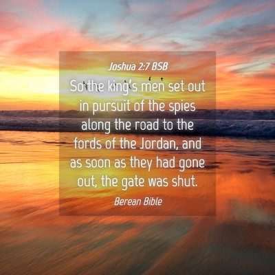 Picture 04 - Joshua 2:7 BSB - So the king’s men set out in pursuit of the - Bible Verse Picture