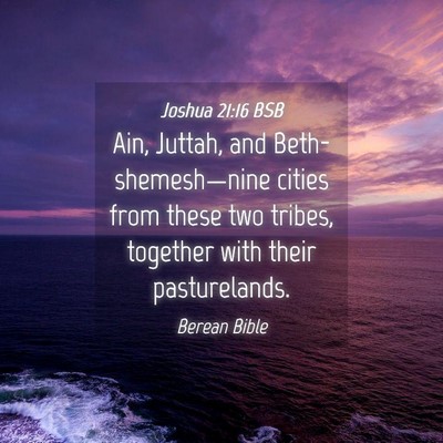 Picture 04 - Joshua 21:16 BSB - Ain, Juttah, and Beth-shemesh—nine cities from - Bible Verse Picture