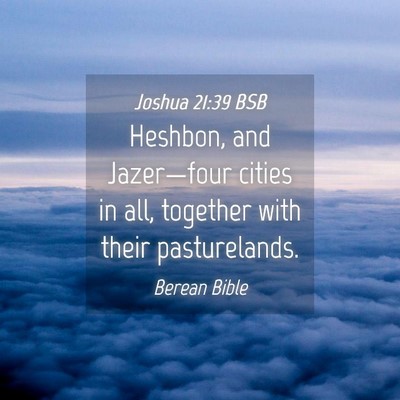 Picture 04 - Joshua 21:39 BSB - Heshbon, and Jazer—four cities in all, together - Bible Verse Picture
