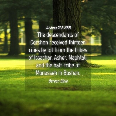Picture 04 - Joshua 21:6 BSB - The descendants of Gershon received thirteen - Bible Verse Picture