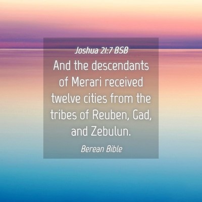 Picture 04 - Joshua 21:7 BSB - And the descendants of Merari received twelve - Bible Verse Picture