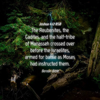 Picture 04 - Joshua 4:12 BSB - The Reubenites, the Gadites, and the half-tribe - Bible Verse Picture