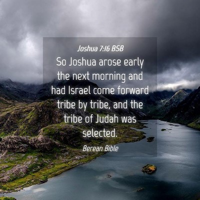 Picture 04 - Joshua 7:16 BSB - So Joshua arose early the next morning and had - Bible Verse Picture
