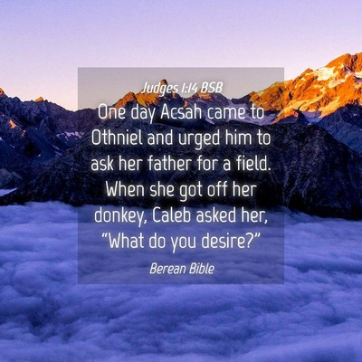 Picture 04 - Judges 1:14 BSB - One day Acsah came to Othniel and urged him to - Bible Verse Picture