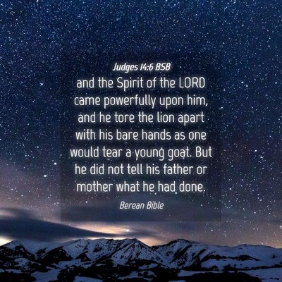 Picture 04 - Judges 14:6 BSB - and the Spirit of the LORD came powerfully upon - Bible Verse Picture