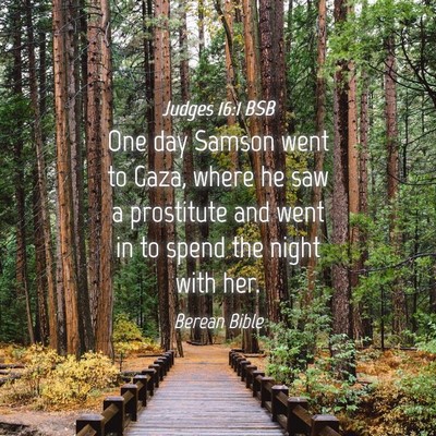Picture 04 - Judges 16:1 BSB - One day Samson went to Gaza, where he saw a - Bible Verse Picture